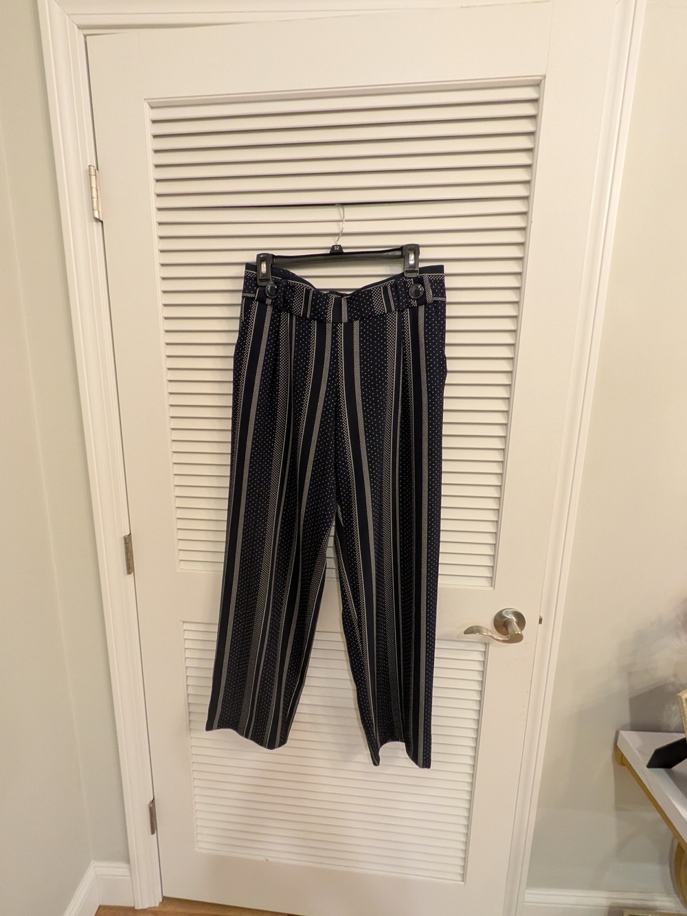 Soho High-Waisted Navy & White Striped Wide Leg Pants Size S